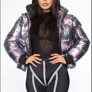Fashion Nova Metallic Puffer Jacket